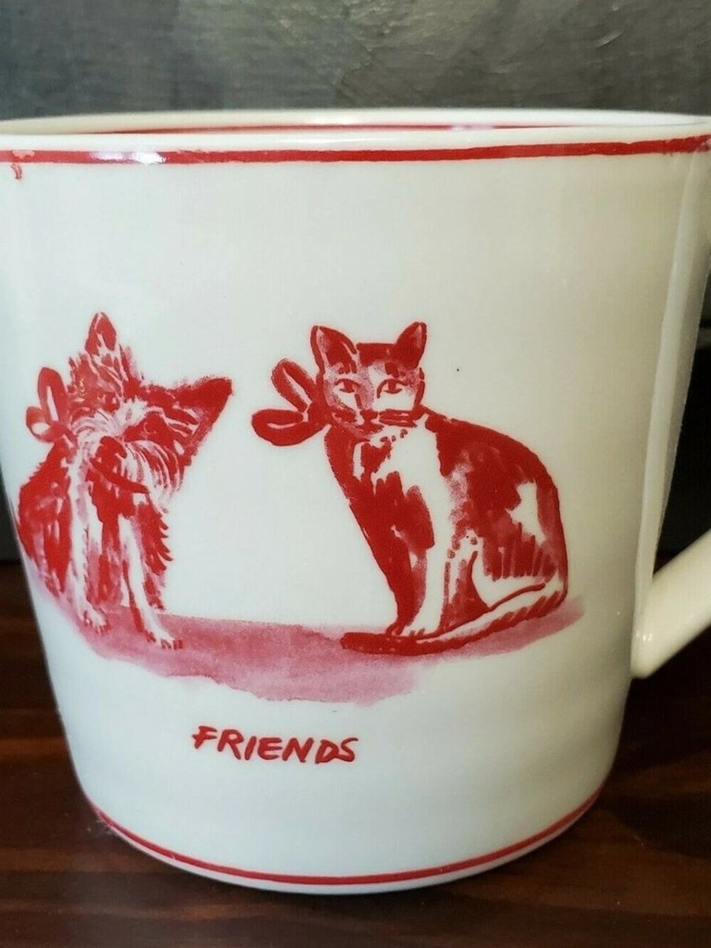 Molly Hatch Friends Cat Dog Christmas Coffee Mug Anthropologie Cup NEW